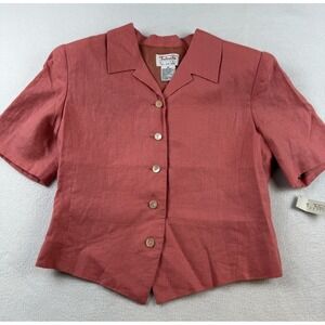 Talbots Petite Irish Linen Lined Blazer Size 10P NWT Coral 5 Button
